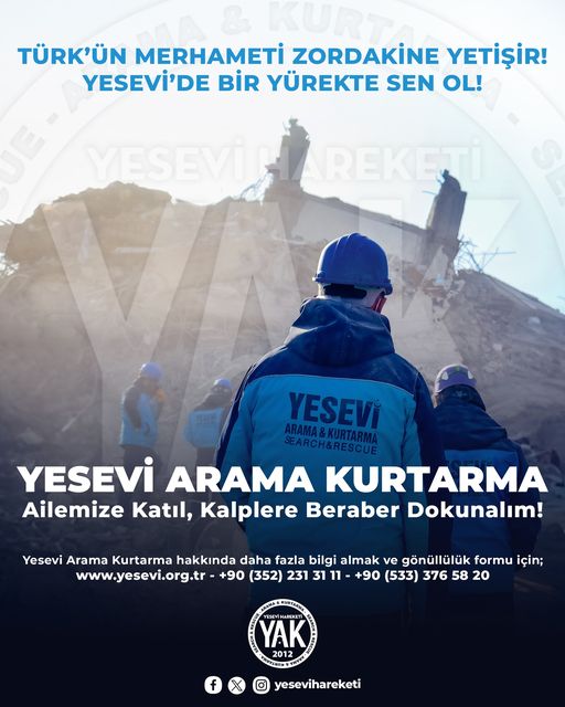 Yesevi Arama Kurtarma Ekibimizin Gönüllüsü Olmaya Davetlisiniz!