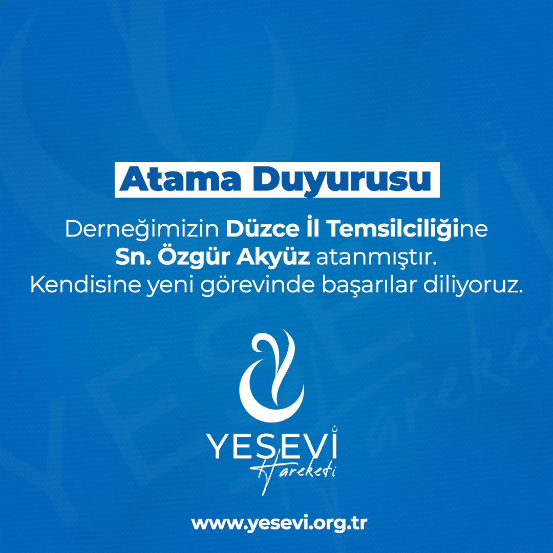 DÜZCE VE TEKİRDAĞ İL TEMSİLCİ ATAMA DUYURUSU